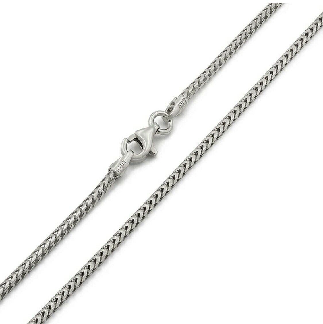 Solid .925 Sterling Silver 2mm Solid Franco Square Box Link Chain Necklace, 16''-30’' Men Women Unisex Teens Silver Franco Square Box Link Chain