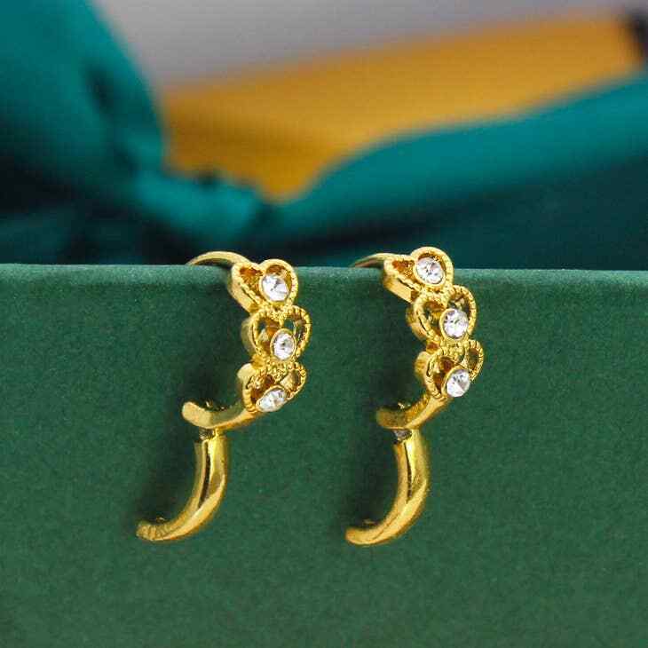 18K Gold Plated Triple Heart with Studs Huggee Earring's