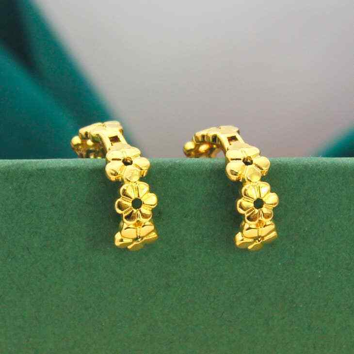 18K Gold Plated Flower Huggee Earring's