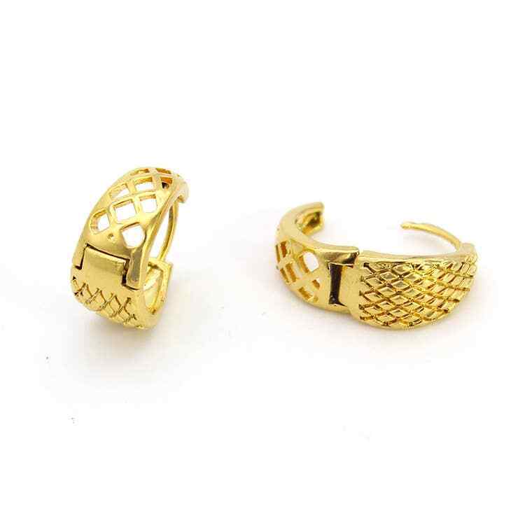 18K Gold Plated Nugget Pineapple-Pattern Huggee Earring's