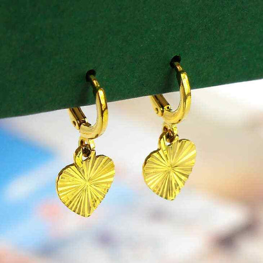 18K Gold Plated Classic Hanging Heart Earrings