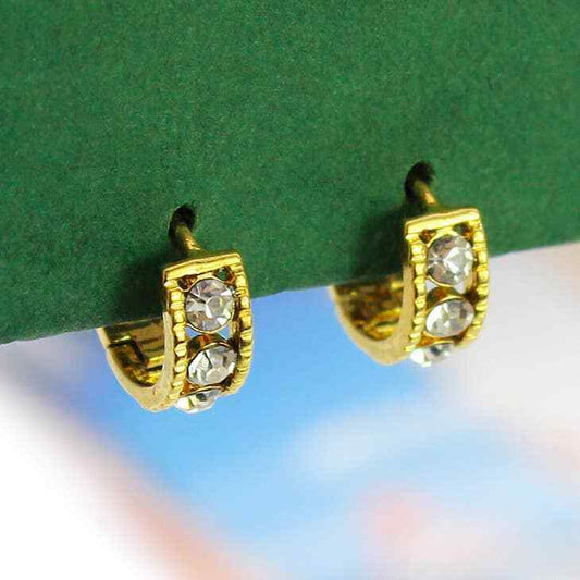 18K Gold Plated Huggee Earring's with Triple Stones