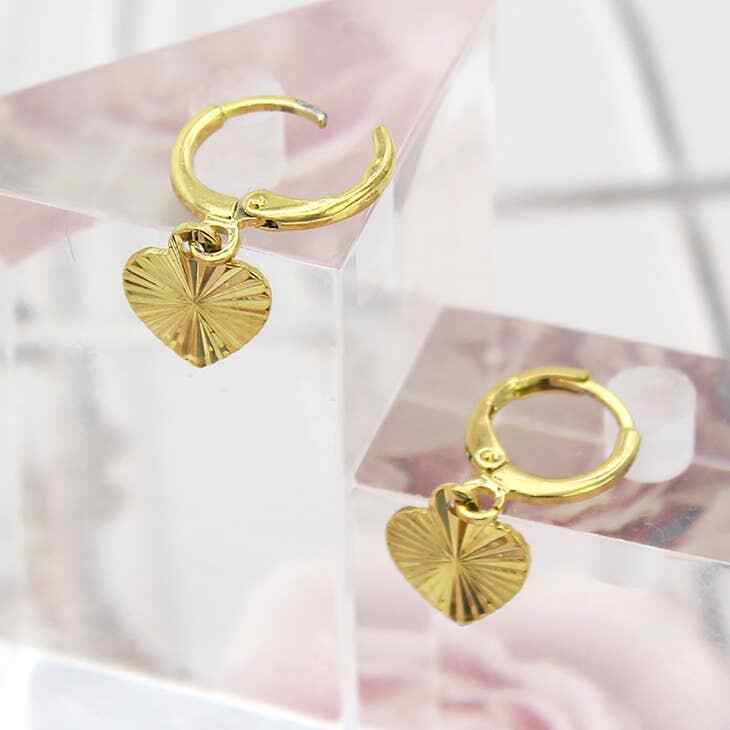 18K Gold Plated Classic Hanging Heart Earrings