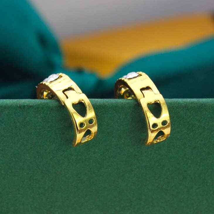 18K Gold Plated Huggee Earring's with Triple Stones