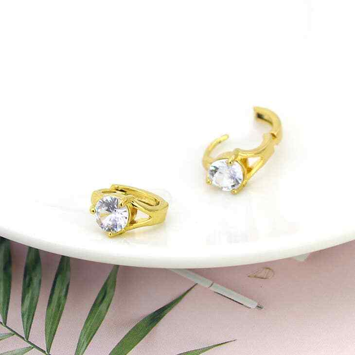 18K Gold Plated Classic Cubic Zirconia Huggee Earring's