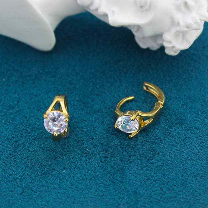 18K Gold Plated Classic Cubic Zirconia Huggee Earring's