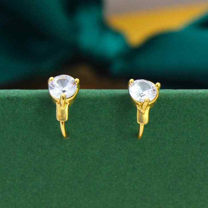 18K Gold Plated Classic Cubic Zirconia Huggee Earring's