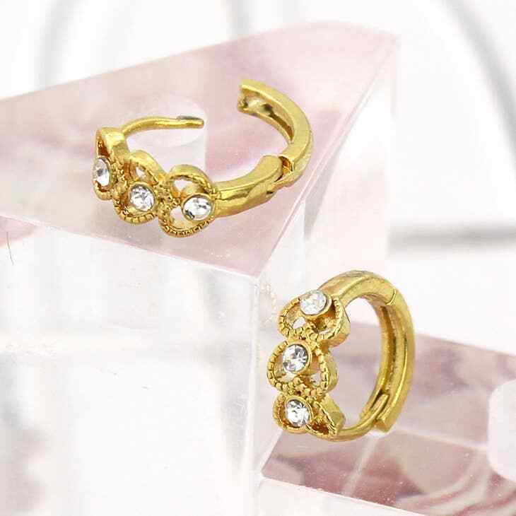 18K Gold Plated Triple Heart with Studs Huggee Earring's