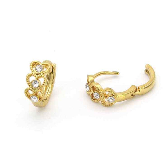 18K Gold Plated Triple Heart with Studs Huggee Earring's