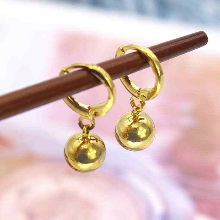 18K Gold Plated Classic Hanging Ball Earrings