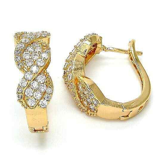 18k Gold Plated Huggie Hoop, with Micro Twisted Stone Paves