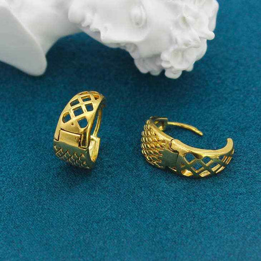 18K Gold Plated Nugget Pineapple-Pattern Huggee Earring's