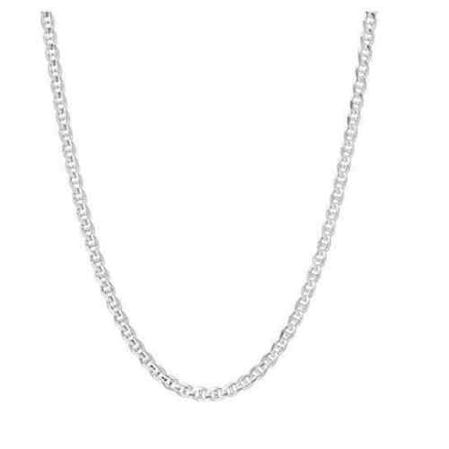 Vesa Jewels .925 Solid Sterling Silver Italian Mariner Link 2MM Chain Necklace, 16''-30’' Men Women Unisex Teens Mariner Link Chain Necklace