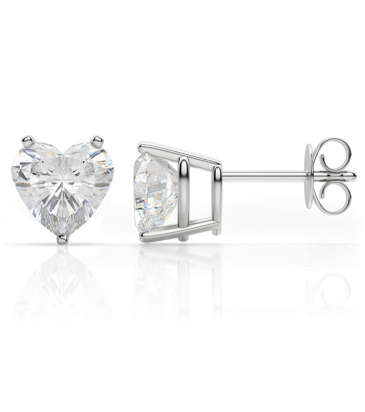 Sterling Silver White Topaz Heart Cut Crystal Stud Earrings